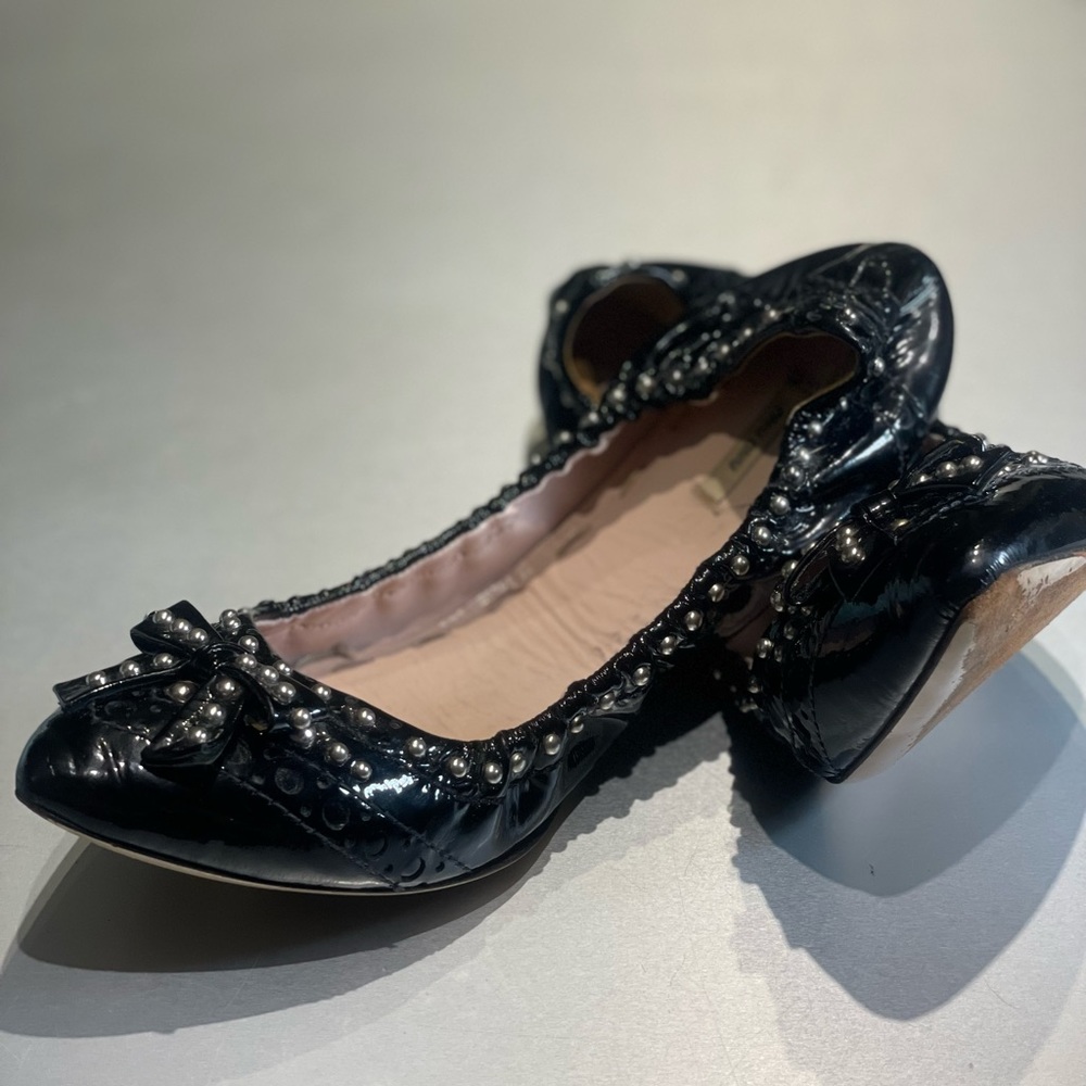 Vintage Miu Miu Studded Ballet Flags Size 39